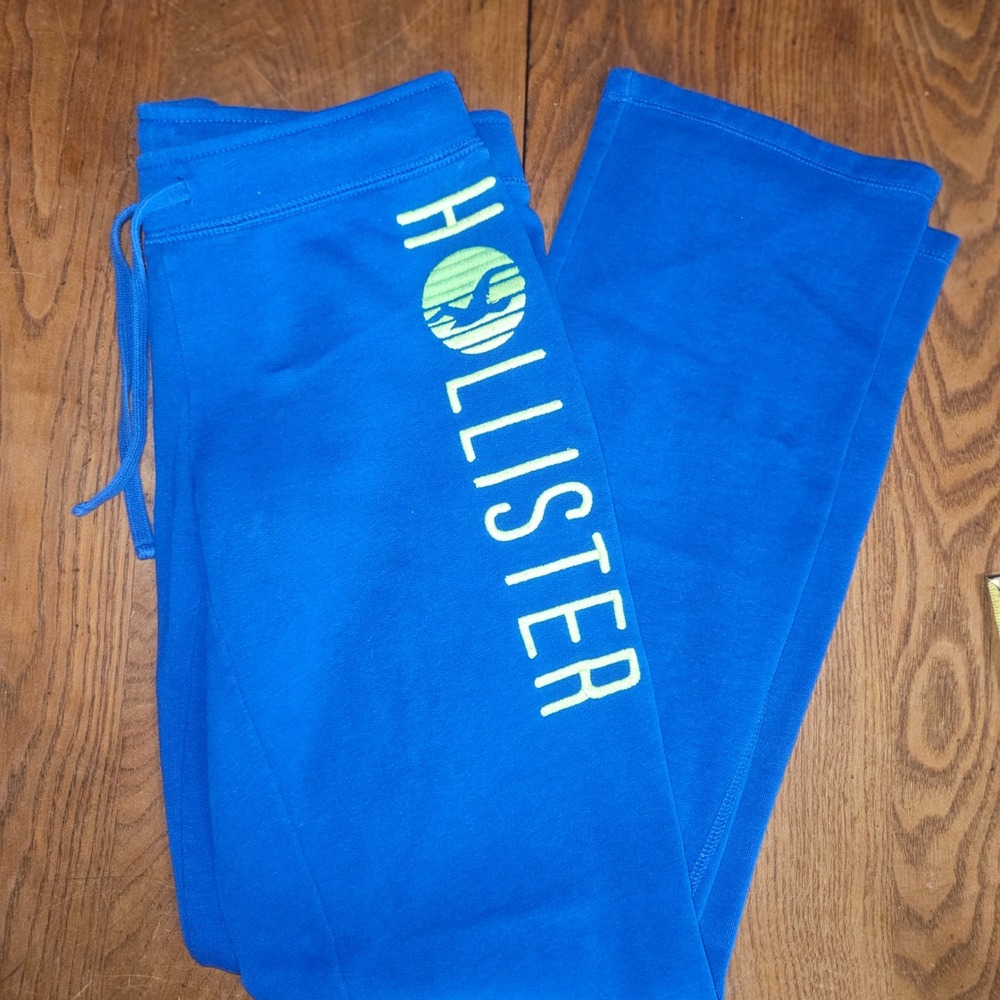 Hollister Sweatpants Womens Medium Blue Graphic Logo Straight Leg Y2K Lounge